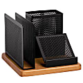 Rolodex® Distinctions™ Punched Metal And Wood Desk Organizer, Black/Cherry