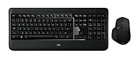 Logitech® Performance Wireless Keyboard & Mouse, Straight Full Size Keyboard, Black, Right-Handed Laser Mouse, MX900 1 thumbnail image