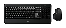 Logitech® Performance Wireless Keyboard & Mouse, Straight Full Size Keyboard, Black, Right-Handed Laser Mouse, MX900