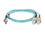 C2G 3m LC-SC 50/125 Duplex Multimode OM4 Fiber Cable - Aqua - 10ft - Patch cable - LC multi-mode (M) to SC multi-mode (M) - 3 m - fiber optic - duplex - 50 / 125 micron - OM4 - aqua