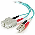 C2G 3m LC-SC 50/125 Duplex Multimode OM4 Fiber Cable - Aqua - 10ft - Patch cable - LC multi-mode (M) to SC mult - 01010 1 thumbnail image