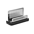 Rolodex® Distinctions™ Punched Metal And Wood Business Card Holder, Black/Pewter