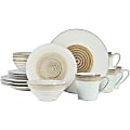 Gibson Elite 16-Piece Spiral Embossed Stoneware Dinnerware Set, Taupe 1 thumbnail image