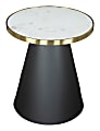 Zuo Modern Fusion Marble, MDF, Stainless Steel, Iron Round End Table, 20-1/8”H x 18-1/8”W x 18-1/8”D, White/Gold/Black
