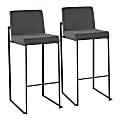 LumiSource Fuji High-Back Bar Stools, Charcoal/Black, Set Of 2 Stools