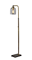 Adesso® Bristol Floor Lamp, 55”H, Brown/Antique Brass/Clear