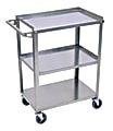 Luxor 3-Shelf Stainless Steel Serving Cart, 34 1/4"H x 28 1/4"W x 16"D