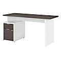 Bush Business Furniture Jamestown Desk With 2 Drawers, 60"W, Storm Gray/White, Premium Installation