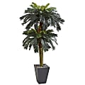 Nearly Natural Double Sago Palm 72”H Artificial Tree With Planter, 72”H x 34”W x 34”D, Green
