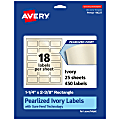 Avery® Pearlized Permanent Labels With Sure Feed®, 94227-PIP25, Rectangle, 1-1/4" x 2-3/8", Ivory, Pack Of 450 Labels 1 thumbnail image