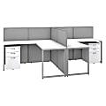 Bush Business Furniture Easy Office 60" 2-Person L-Shaped Desk With File Cabinets And 45"H Panels, Pure White/Silver Gray, Standard Delivery 1 thumbnail image