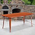 Flash Furniture Commercial Grade Indoor/Outdoor Metal Table, 29-1/2”H x 31-1/2”W x 63”D, Copper