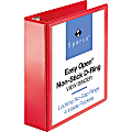 Business Source Red D-ring Binder - 3" Binder Capacity - Letter - 8 1/2"x11" Sheet Size - D-Ring Fastener(s) - 4 Pocket(s) - Polypropylene - Red 1 thumbnail image