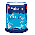 Verbatim® CD-R Recordable Media, Spindle, 700MB/80 Minutes, Pack Of 100