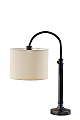 Adesso Simpleee Barton Task Table Lamp, Adjustable, 32”H, Oatmeal Linen Shade/Antique Bronze Base