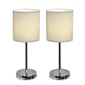 Simple Designs Mini Basic Table Lamp with Fabric Shade, 11"H, White/Chrome, Set of 2 Lamps 1 thumbnail image