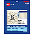 Avery® Pearlized Permanent Labels With Sure Feed®, 94110-PIP25, Square Scalloped, 1-5/8" x 1-5/8", Ivory, Pack Of 500 Labels 1 thumbnail image
