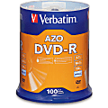 Verbatim® DVD-R Recordable Media Spindle, 4.7GB/120 Minutes, Pack Of 100 1 thumbnail image
