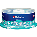 Verbatim® DVD-RW Rewritable Media Spindle, 4.7GB/120 Minutes, Pack Of 30