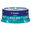 Verbatim® DVD-RW Rewritable Media Spindle, 4.7GB/120 Minutes, Pack Of 30