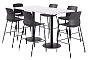 KFI Studios Proof Bistro Rectangle Pedestal Table With 6 Imme Barstools, 43-1/2"H x 72"W x 36"D, Designer White/Black/Black Stools 1 thumbnail image