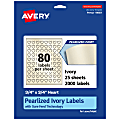 Avery® Pearlized Permanent Labels With Sure Feed®, 94601-PIP25, Heart, 3/4" x 3/4", Ivory, Pack Of 2,000 Labels