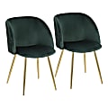 LumiSource Fran Dining Chairs, Gold/Emerald Green, Set Of 2 Chairs