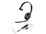 Poly Blackwire 5210 Headset - Mono - USB Type C, USB, Mini-phone (3.5mm) - Wired - 20 Hz - 20 kHz - On-ear - Monaural - Supra-aural - Noise Cancelling Microphone