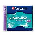 Verbatim DVD-RW 4.7GB 4X with Branded Surface - 1pk Slim Case - 4.7GB - 1 Pack 1 thumbnail image