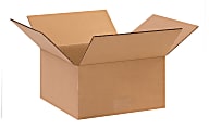 Partners Brand Flat Corrugated Boxes, 10" x 10" x 5", Kraft, Pack Of 25