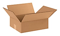 Partners Brand Flat Corrugated Boxes, 12" x 10" x 4", Kraft, Pack Of 25