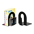 OIC® Steel Construction Heavy-Duty Bookends, Non-Skid, 9"H, Black