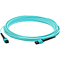 AddOn 25m MPO (Male) to MPO (Male) 12-strand Aqua OM3 Straight Fiber OFNR (Riser-Rated) Patch Cable - 100% compatible and guaranteed to work