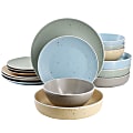 Elama Emilia 16-Piece Assorted Double Bowl Stoneware Dinnerware Set, Speckled Multicolor 1 thumbnail image
