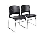 Boss Office Products Plastic Seat, Plastic Back Stacking Chair, 18" Seat Width, Black Seat/Chrome Frame, Quantity: 2 1 thumbnail image