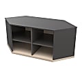 Inval Kratos™ Series 32"W Corner Storage Cabinet, Dark Gray/Maple