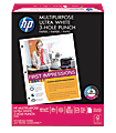 HP 3-Hole Punched Multi-Use Printer & Copier Paper, Letter Size (8 1/2" x 11"), Ream Of 500 Sheets, 20 Lb, White