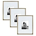 Uniek Kate And Laurel Calter Modern Wall Picture Frame Set, 21 1/2” x 17 1/2" With Mat, Silver, Set Of 3