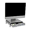Mind Reader Anchor Collection Plastic Monitor Stand and Desk Organizer with 3 Storage Drawers, 4"H x 13"W x 13-1/2"L, Silver 1 thumbnail image
