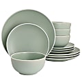 Spice By Tia Mowry Creamy Tahini 12-Piece Stoneware Dinnerware Set, Green 1 thumbnail image