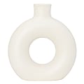 Anji Mountain Donut Vase, 8-1/2”H x 8”W x 2-1/2”D, White