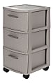 Inval Poly 3-Drawer Rolling Storage Cart, 26" x 12 5/8" x 15", Taupe 1 thumbnail image