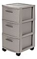 Inval Poly 3-Drawer Rolling Storage Cart, 26" x 12 5/8" x 15", Taupe