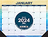 2024 Willow Creek Press Desk Pad Calendar, 22" x 17", Tropical Beach, January To December