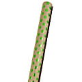 JAM Paper® Wrapping Paper, Polka Dots, 25 Sq Ft, Kraft Brown & Green 1 thumbnail image