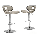 Glamour Home Adria Bar Stools, Ashy/Chrome, Set Of 2 Stools 1 thumbnail image