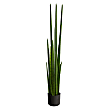 Nearly Natural Sansevieria Snake 60”H Artificial Plant With Planter, 60”H x 9”W x 9”D, Green/Black