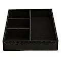 Mind Reader 4-Compartment Faux Leather Tray Desk Organizer, Black