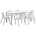 KFI Studios Dailey Table Set With 6 Poly Chairs, White/Silver Table/White Chairs 1 thumbnail image