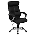 Flash Furniture LeatherSoft™ Faux Leather High-Back Swivel Chair, Black/Silver